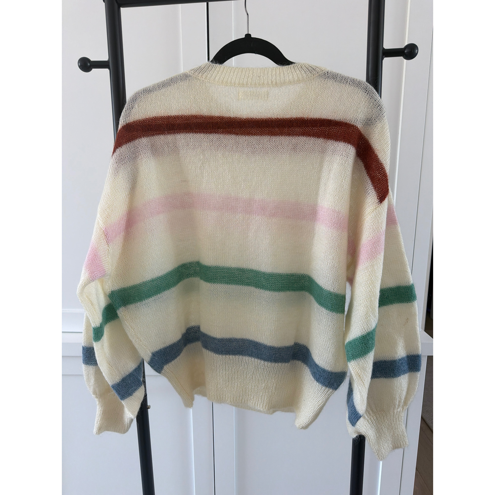 Anine Bing Striped Knit Sweater in White - Picture 2 of 3